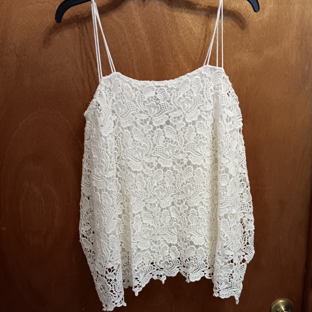 Black Label By Chicos  White Lace Camisole Sleeveless Top